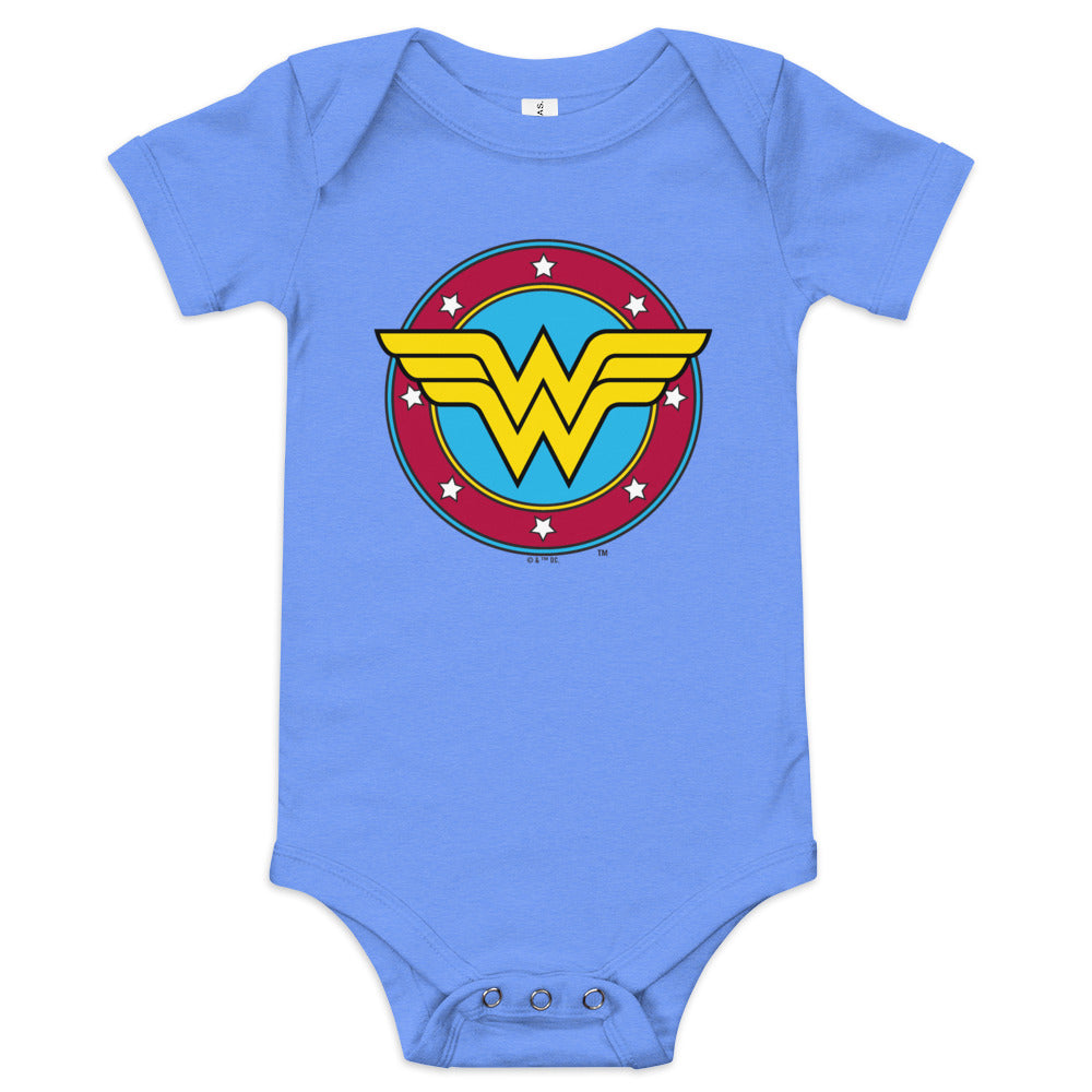 WONDER WOMAN Logo Baby Bodysuit Blue