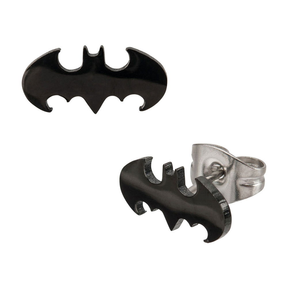 BATMAN Black Cut Out Logo Stud Earrings