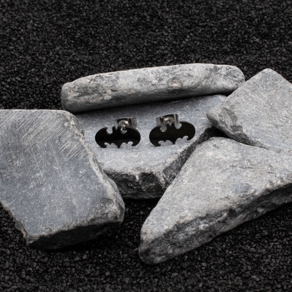 BATMAN Black Cut Out Logo Stud Earrings