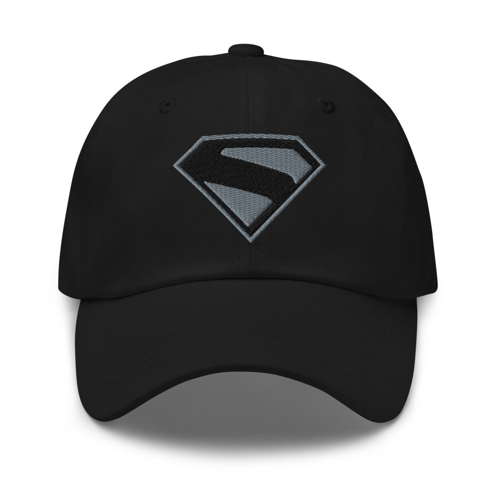 SUPERMAN (2025 Movie) Black & Gray S-Shield Embroidered Dad Hat Black