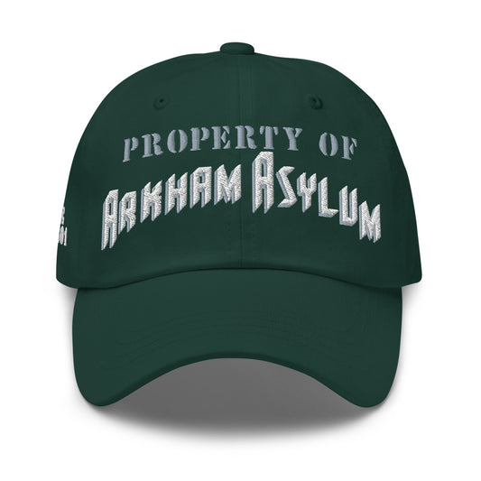 Batman: the animated series property of arkham asylum embroidered dad hat - emerald triblend