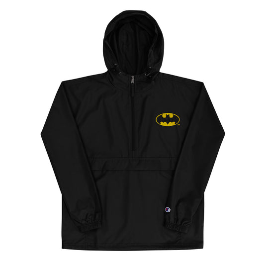Champion® BATMAN Bat-Signal Logo Embroidered Packable Jacket Black