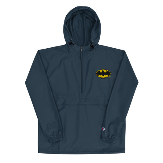 Champion® BATMAN Bat-Signal Logo Embroidered Packable Jacket Navy