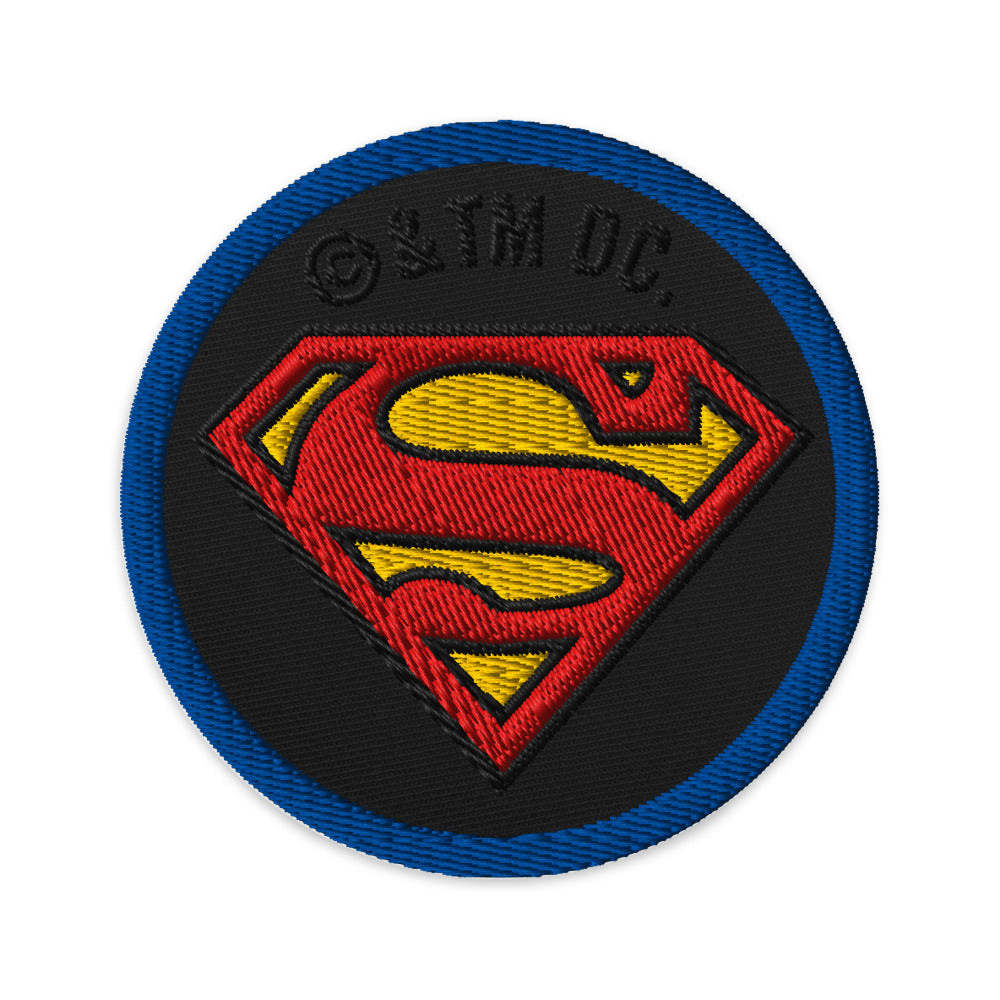 SUPERMAN Logo S-Shield Embroidered Patch Black