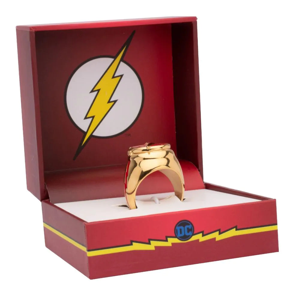 DC Comics Gold Plated Flash Ring with Costume Flip Lid Ring-6