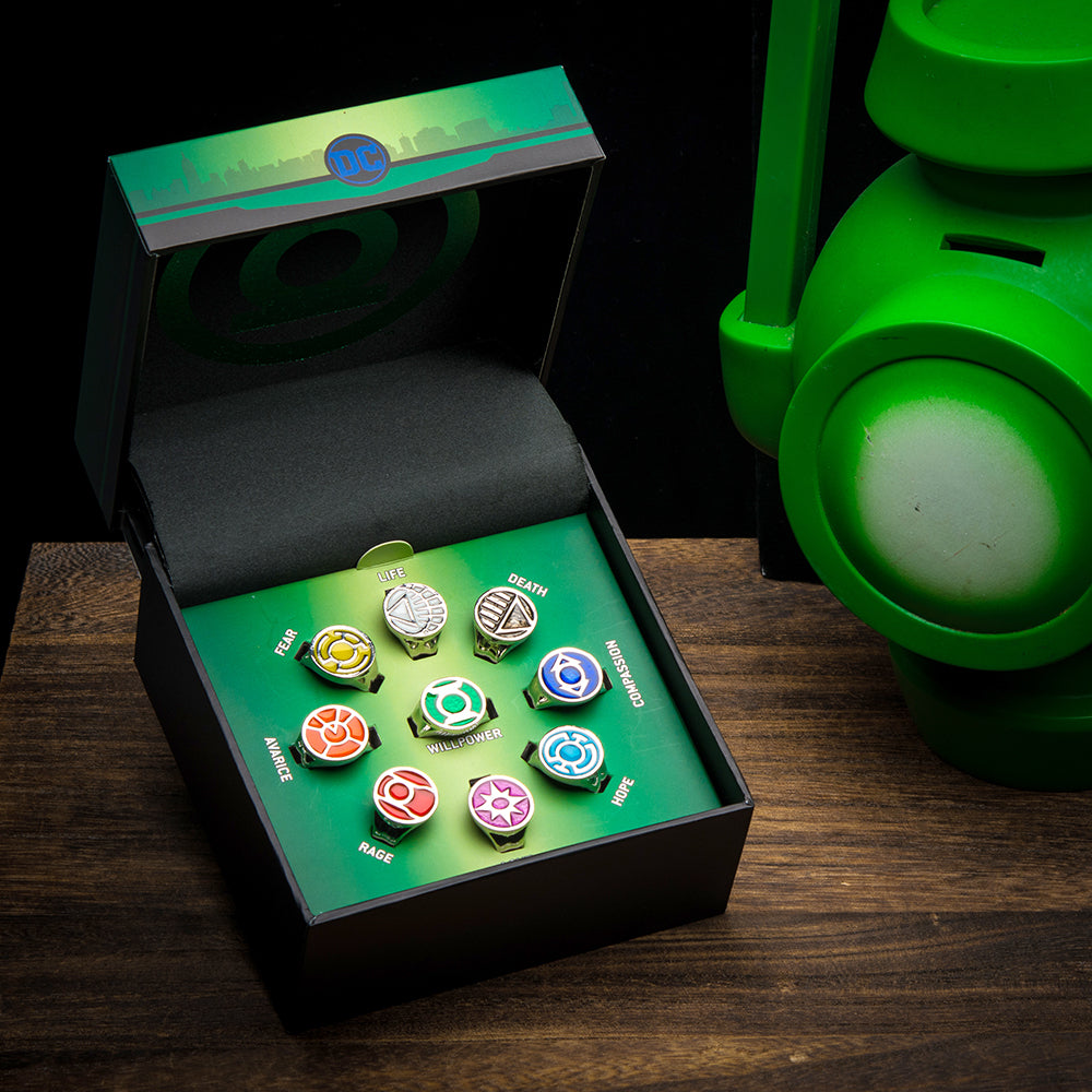 GREEN LANTERN Emotional Spectrum Adjustable 9-Ring Set