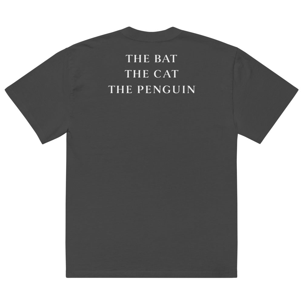 BATMAN RETURNS The Bat The Cat The Penguin Oversized Faded T