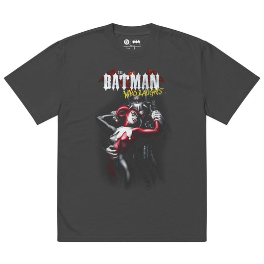THE BATMAN WHO LAUGHS & HARLEY QUINN Oversized Faded T-Shirt Faded Black