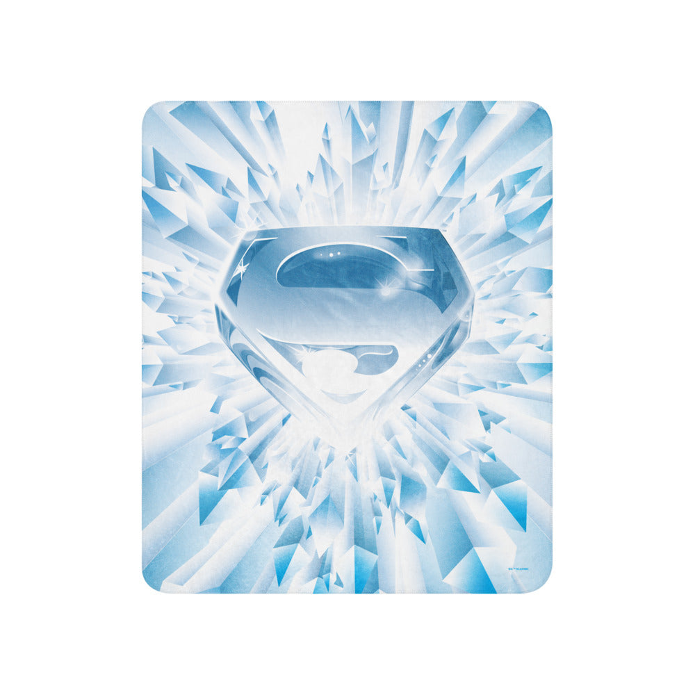 SUPERMAN: THE MOVIE Crystal Blue Logo Sherpa Blanket