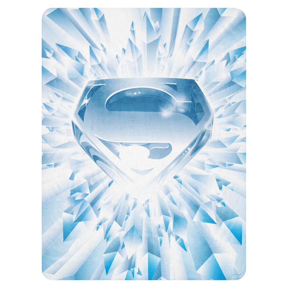 SUPERMAN: THE MOVIE Crystal Blue Logo Sherpa Blanket