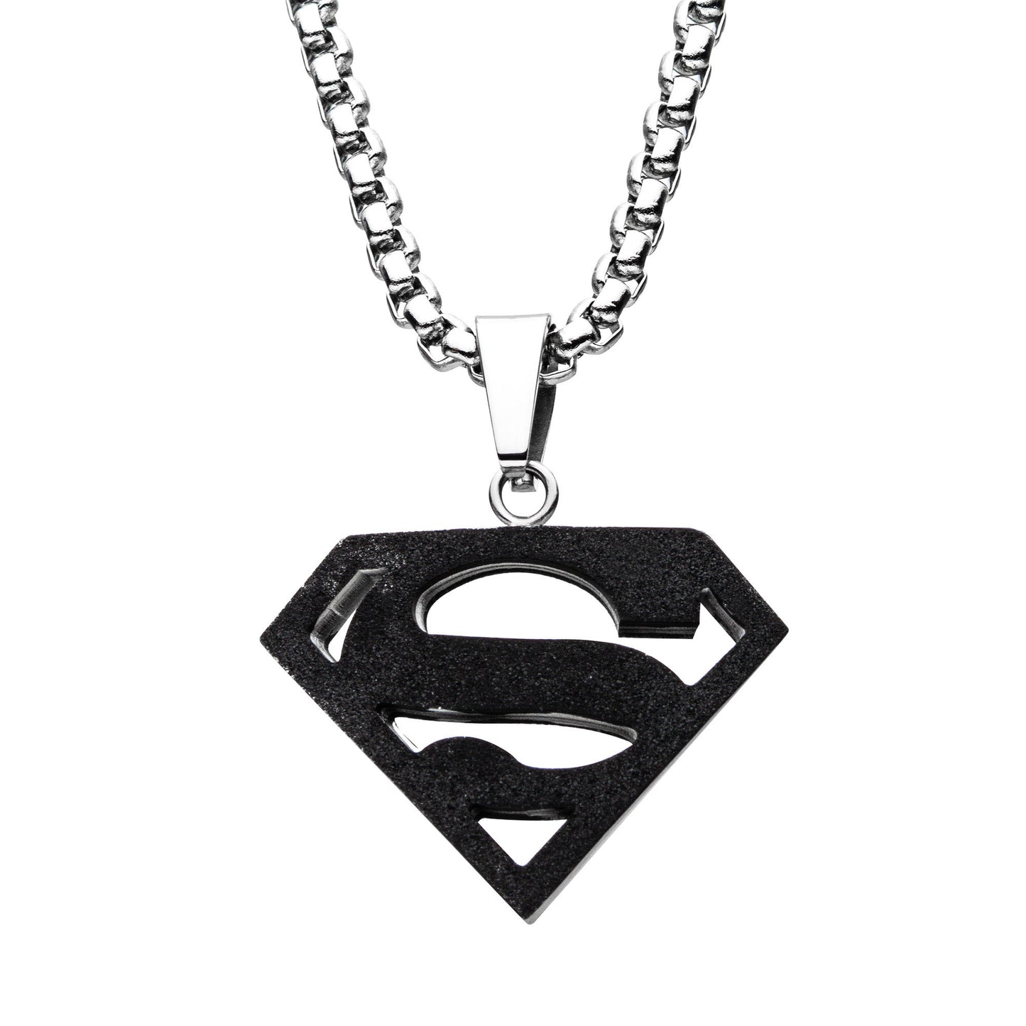Superman Black Stainless Steel Pendant Necklace