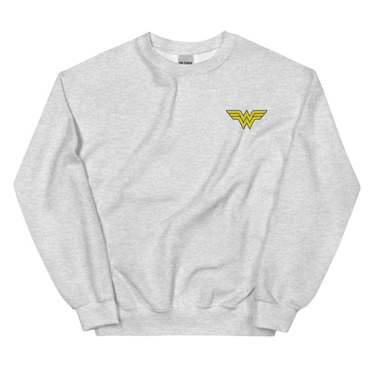 Wonder woman logo embroidered crewneck sweatshirt - ash