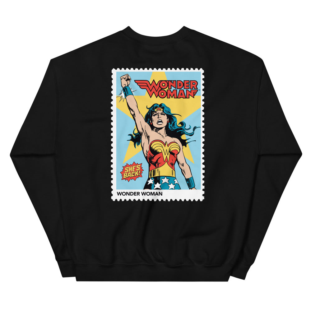 WONDER WOMAN She's Back Embroidered Sweatshirt Black