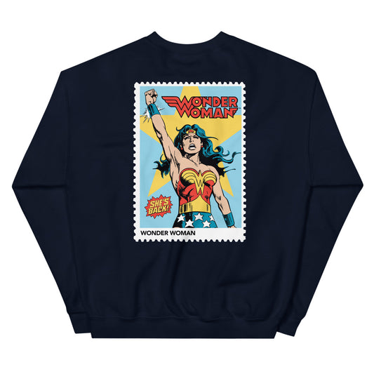 Wonder woman she's back embroidered sweatshirt - navy