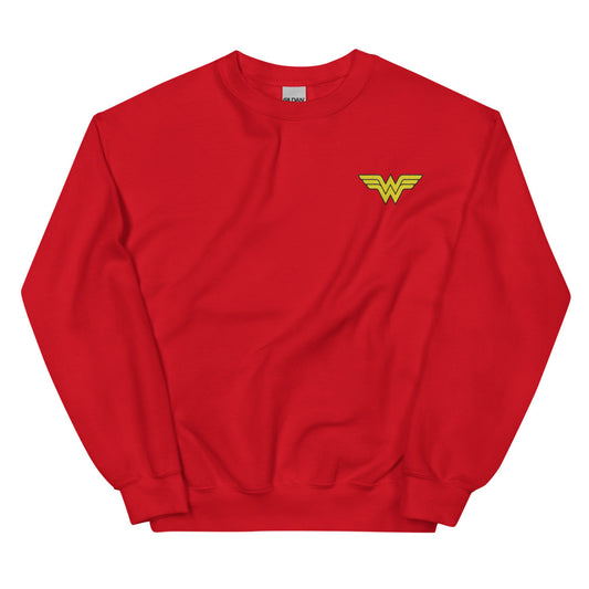 WONDER WOMAN Logo Embroidered Crewneck Sweatshirt Red
