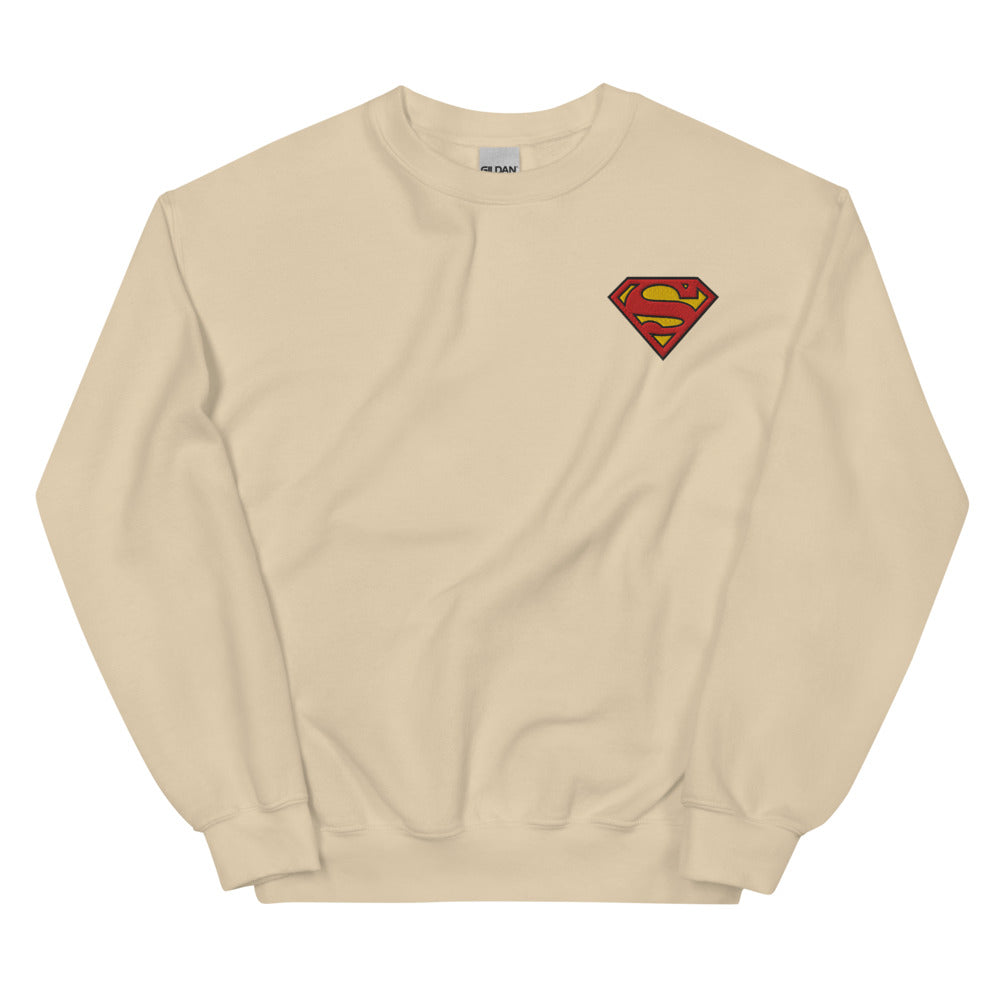 SUPERMAN Logo S-Shield Embroidered Crewneck Sweatshirt Sand