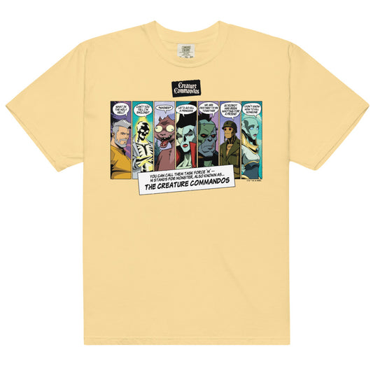 Creature commandos panels comfort colors t-shirt - butter