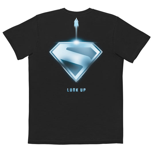 SUPERMAN (2025 Movie) "Look Up" Comfort Colors Pocket T-Shirt Black