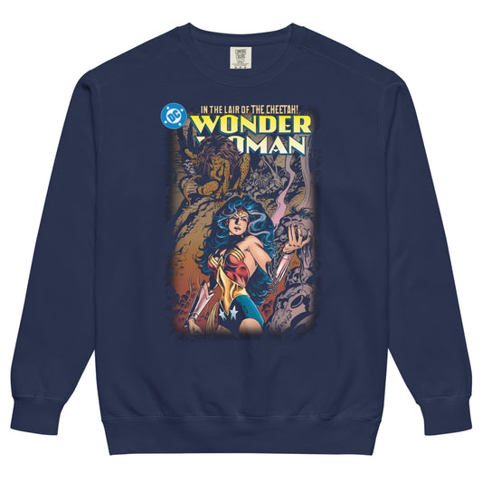 WONDER WOMAN In the Lair of The Cheetah Comfort Colors Sweatshirt True Navy