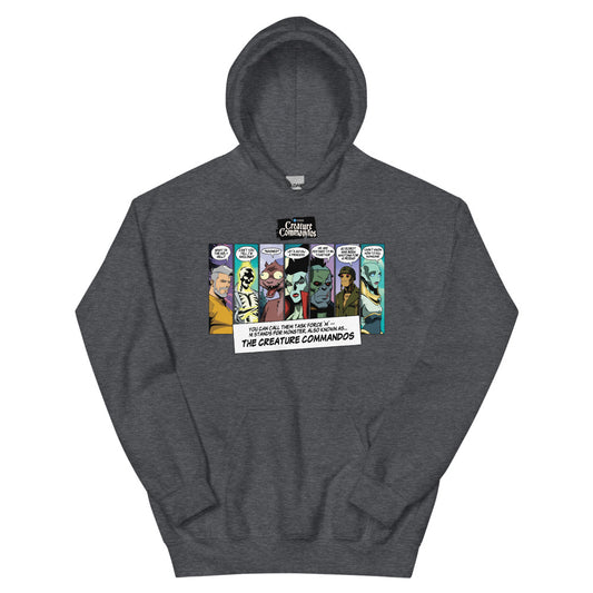 Creature commandos panels hoodie - charcoal