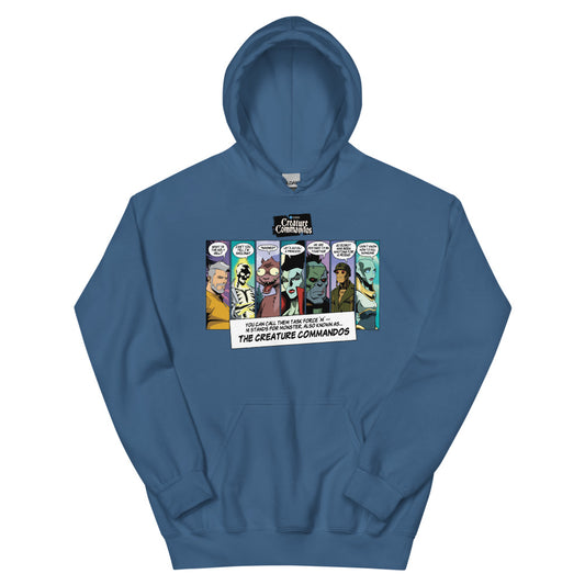 Creature commandos panels hoodie - indigo blue