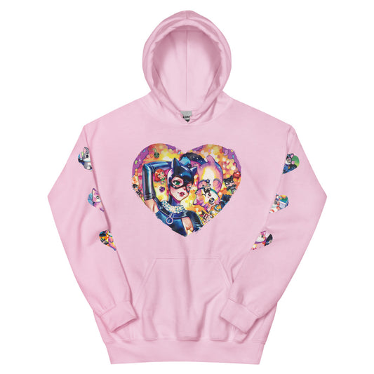 Catwoman feline friends hoodie - light pink