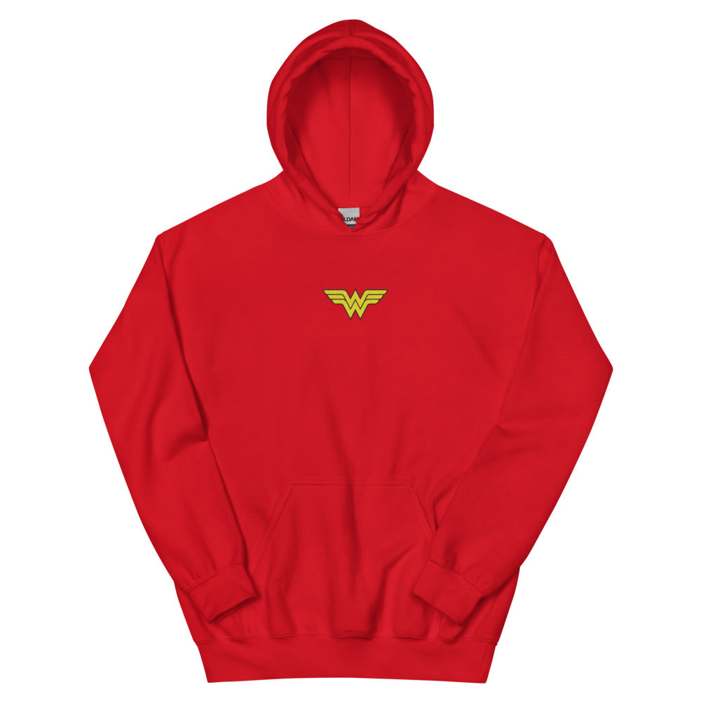 WONDER WOMAN Logo Embroidered Hoodie Red
