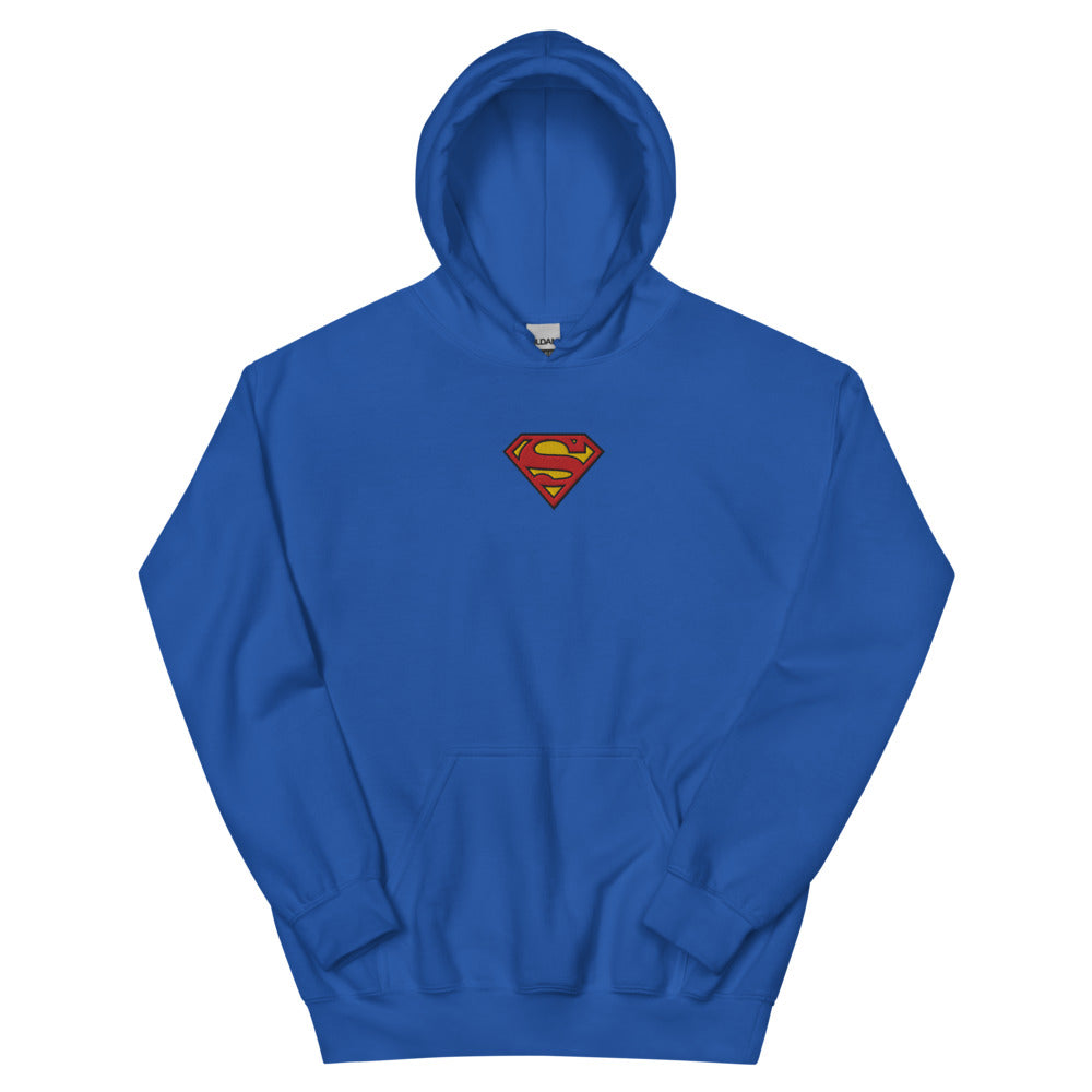 SUPERMAN Logo S-Shield Embroidered Hoodie  Royal