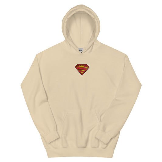 SUPERMAN Logo S-Shield Embroidered Hoodie  Sand