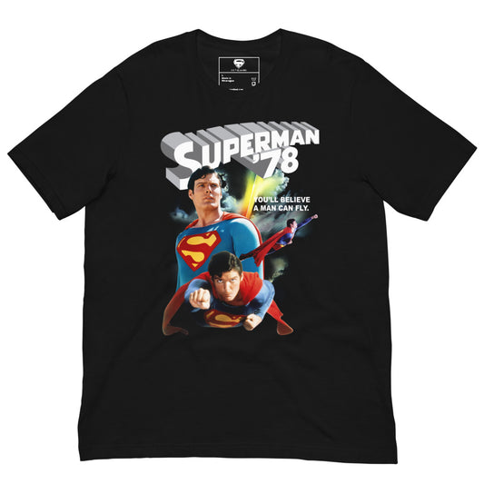 SUPERMAN: THE MOVIE You'll Believe a Man Can Fly T-shirt