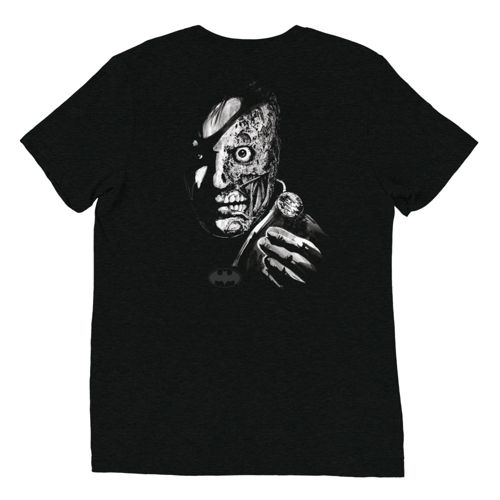 TWO-FACE Embroidered Tri-Blend T-Shirt "Duality"  Solid Black Triblend