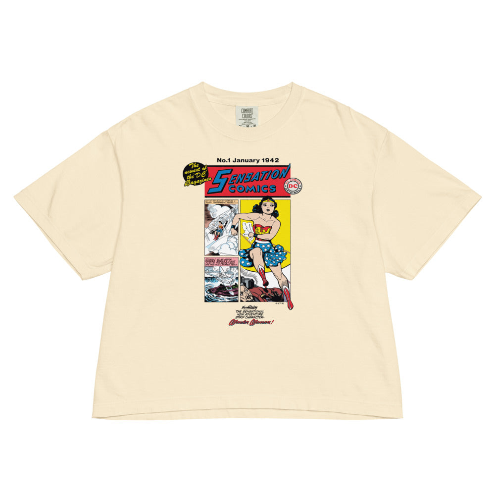 WONDER WOMAN Sensation Comics Comfort Colors Boxy T-Shirt Ivory