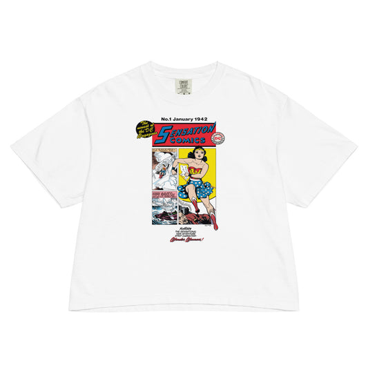 WONDER WOMAN Sensation Comics Comfort Colors Boxy T-Shirt White