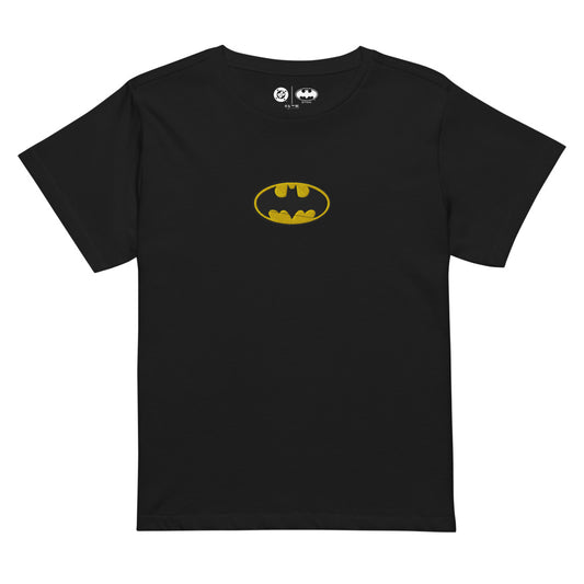 BATMAN Logo Embroidered Women's High-waisted T-Shirt Black